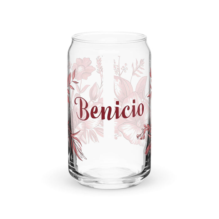 Benicio Exclusive Name Art Piece Can - Shaped Glass Home Office Work Mexican Spanish Pride Gift Cup One - Of - A - Kind Calligraphy Glass | B12 - Mexicada