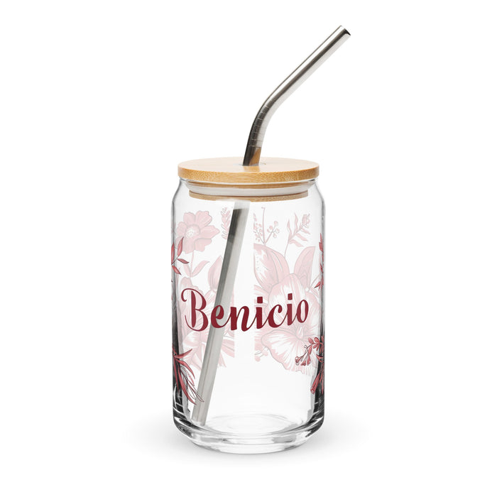 Benicio Exclusive Name Art Piece Can - Shaped Glass Home Office Work Mexican Spanish Pride Gift Cup One - Of - A - Kind Calligraphy Glass | B12 - Mexicada