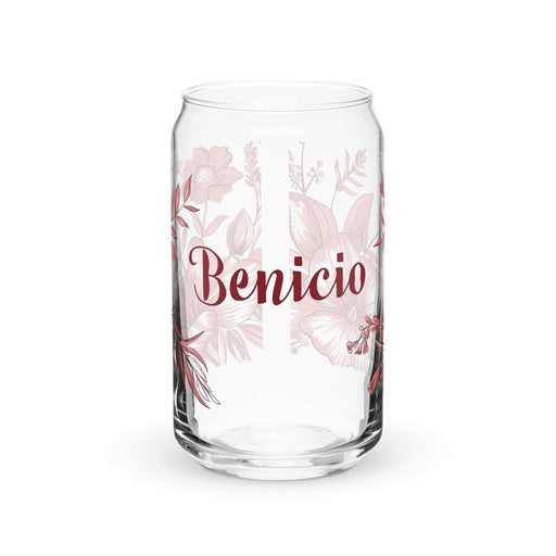 Benicio Exclusive Name Art Piece Can-Shaped Glass Home Office Work Mexican Spanish Pride Gift Cup One-Of-A-Kind Calligraphy Glass | B12 Mexicada 16 oz