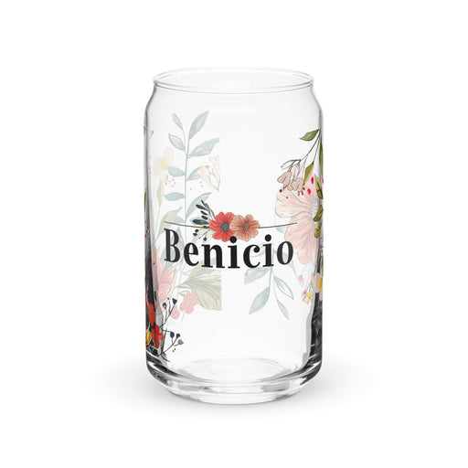 Benicio Exclusive Name Art Piece Can - Shaped Glass Home Office Work Mexican Spanish Pride Gift Cup One - Of - A - Kind Calligraphy Glass | B13 - Mexicada