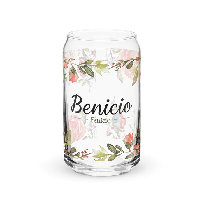 Benicio Exclusive Name Art Piece Can - Shaped Glass Home Office Work Mexican Spanish Pride Gift Cup One - Of - A - Kind Calligraphy Glass | B14 - Mexicada