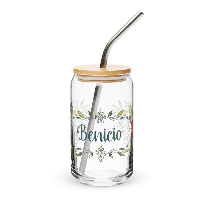 Benicio Exclusive Name Art Piece Can-Shaped Glass Home Office Work Mexican Spanish Pride Gift Cup One-Of-A-Kind Calligraphy Glass | B15 Mexicada 16 oz With Lid & Straw