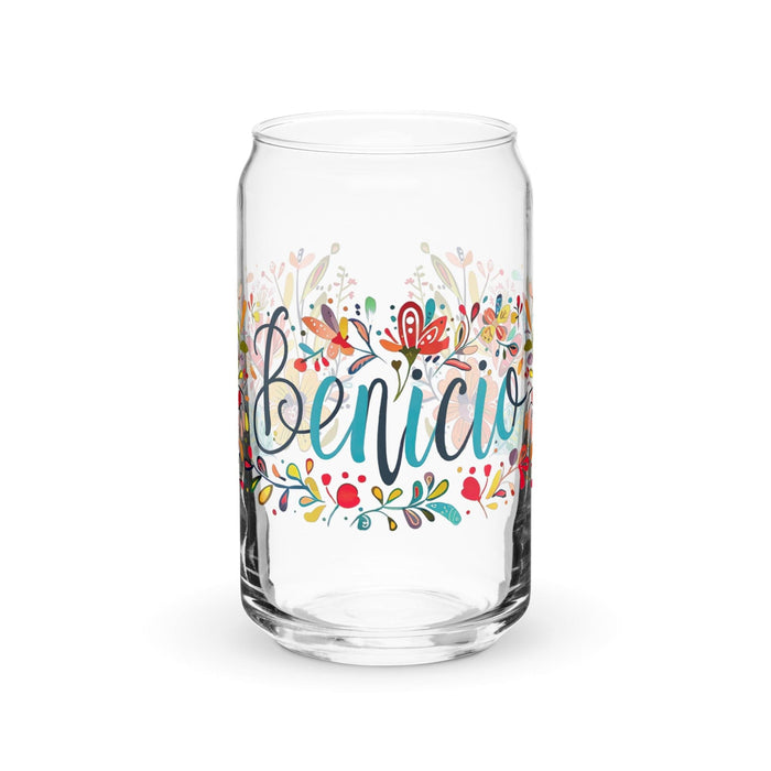 Benicio Exclusive Name Art Piece Can-Shaped Glass Home Office Work Mexican Spanish Pride Gift Cup One-Of-A-Kind Calligraphy Glass | B16 Mexicada 16 oz (No Lid No Straw)