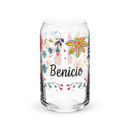 Benicio Exclusive Name Art Piece Can - Shaped Glass Home Office Work Mexican Spanish Pride Gift Cup One - Of - A - Kind Calligraphy Glass | B18 - Mexicada