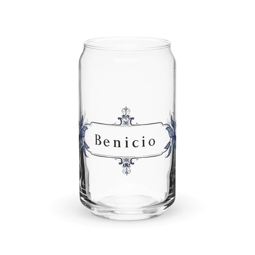 Benicio Exclusive Name Art Piece Can - Shaped Glass Home Office Work Mexican Spanish Pride Gift Cup One - Of - A - Kind Calligraphy Glass | B20 - Mexicada