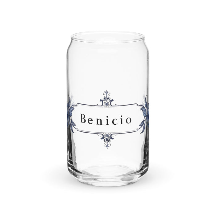 Benicio Exclusive Name Art Piece Can - Shaped Glass Home Office Work Mexican Spanish Pride Gift Cup One - Of - A - Kind Calligraphy Glass | B20 - Mexicada