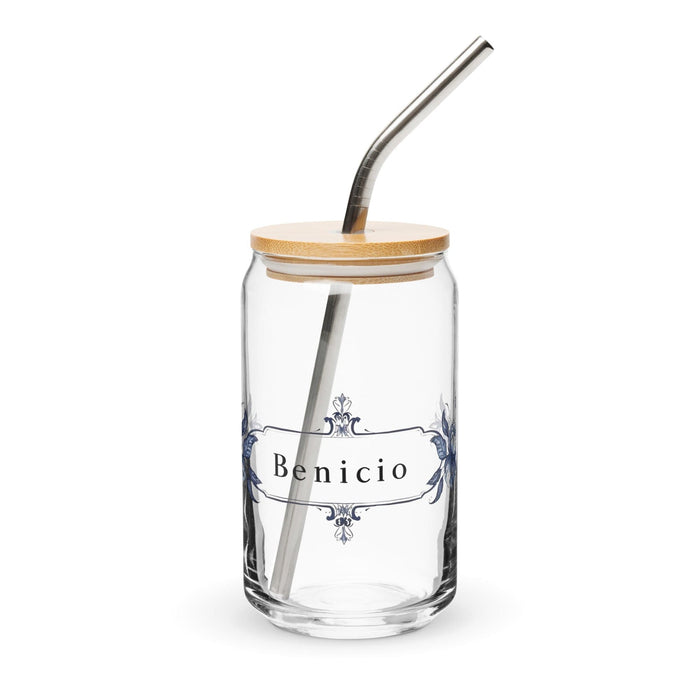 Benicio Exclusive Name Art Piece Can-Shaped Glass Home Office Work Mexican Spanish Pride Gift Cup One-Of-A-Kind Calligraphy Glass | B20 Mexicada 16 oz With Lid & Straw