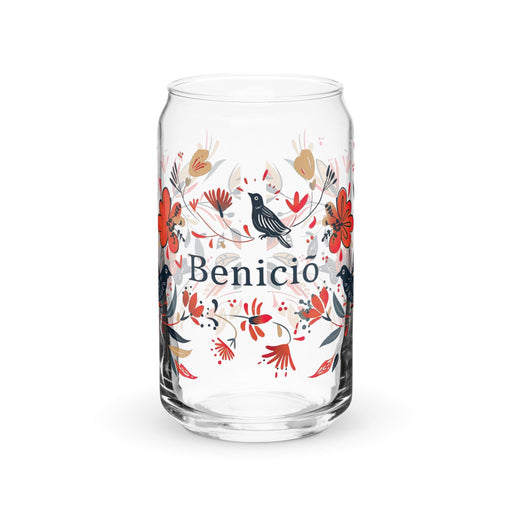 Benicio Exclusive Name Art Piece Can-Shaped Glass Home Office Work Mexican Spanish Pride Gift Cup One-Of-A-Kind Calligraphy Glass | B22 Mexicada 16 oz