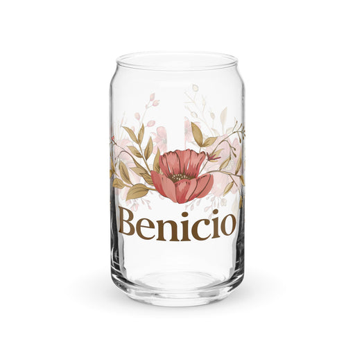 Benicio Exclusive Name Art Piece Can - Shaped Glass Home Office Work Mexican Spanish Pride Gift Cup One - Of - A - Kind Calligraphy Glass | B23 - Mexicada