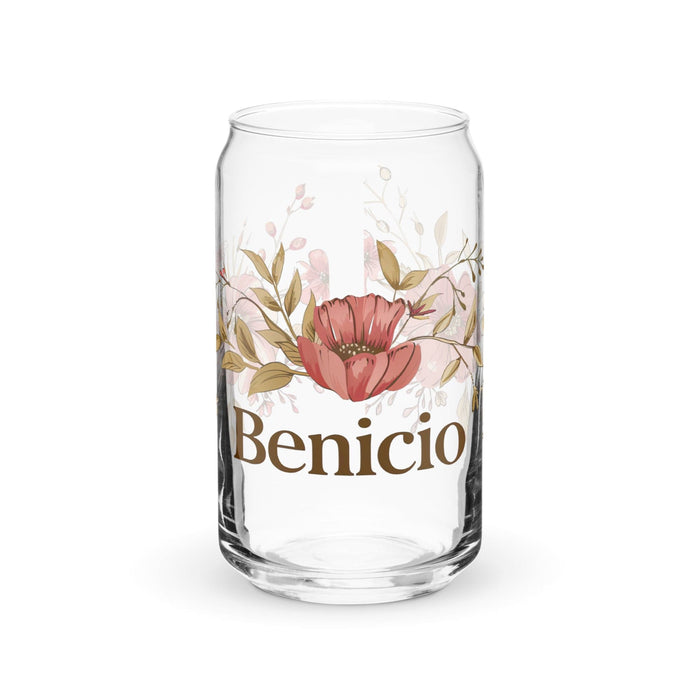 Benicio Exclusive Name Art Piece Can-Shaped Glass Home Office Work Mexican Spanish Pride Gift Cup One-Of-A-Kind Calligraphy Glass | B23 Mexicada 16 oz