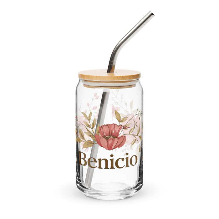 Benicio Exclusive Name Art Piece Can-Shaped Glass Home Office Work Mexican Spanish Pride Gift Cup One-Of-A-Kind Calligraphy Glass | B23 Mexicada 16 oz With Lid & Straw