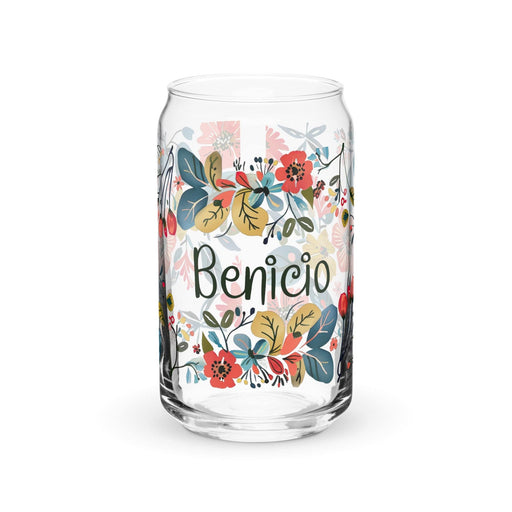 Benicio Exclusive Name Art Piece Can-Shaped Glass Home Office Work Mexican Spanish Pride Gift Cup One-Of-A-Kind Calligraphy Glass | B24 Mexicada 16 oz (No Lid No Straw)