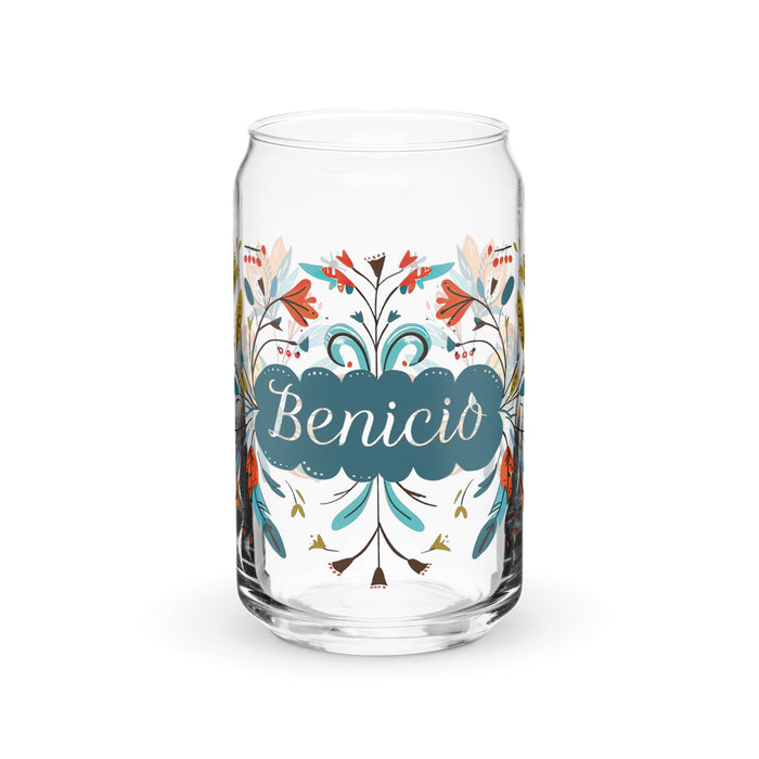 Benicio Exclusive Name Art Piece Can - Shaped Glass Home Office Work Mexican Spanish Pride Gift Cup One - Of - A - Kind Calligraphy Glass | B25 - Mexicada