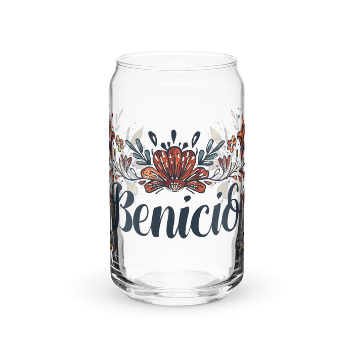 Benicio Exclusive Name Art Piece Can-Shaped Glass Home Office Work Mexican Spanish Pride Gift Cup One-Of-A-Kind Calligraphy Glass | B27 Mexicada 16 oz