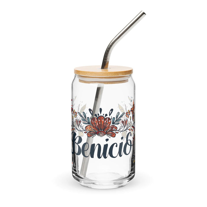 Benicio Exclusive Name Art Piece Can-Shaped Glass Home Office Work Mexican Spanish Pride Gift Cup One-Of-A-Kind Calligraphy Glass | B27 Mexicada 16 oz With Lid & Straw