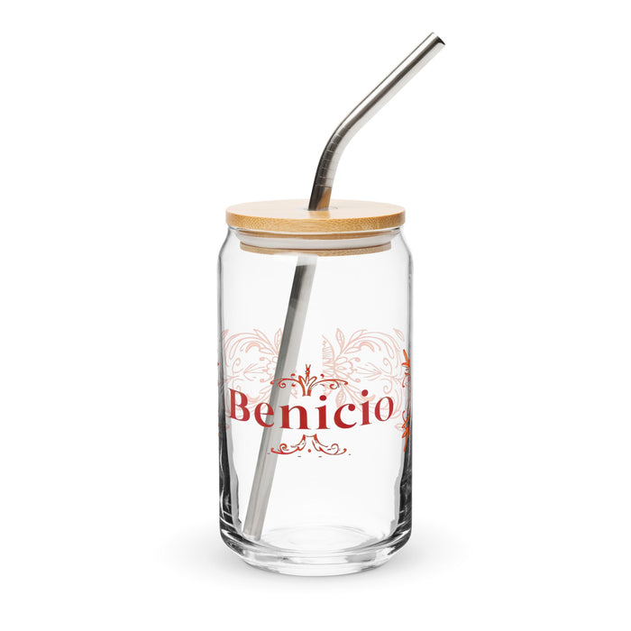 Benicio Exclusive Name Art Piece Can - Shaped Glass Home Office Work Mexican Spanish Pride Gift Cup One - Of - A - Kind Calligraphy Glass | B28 - Mexicada