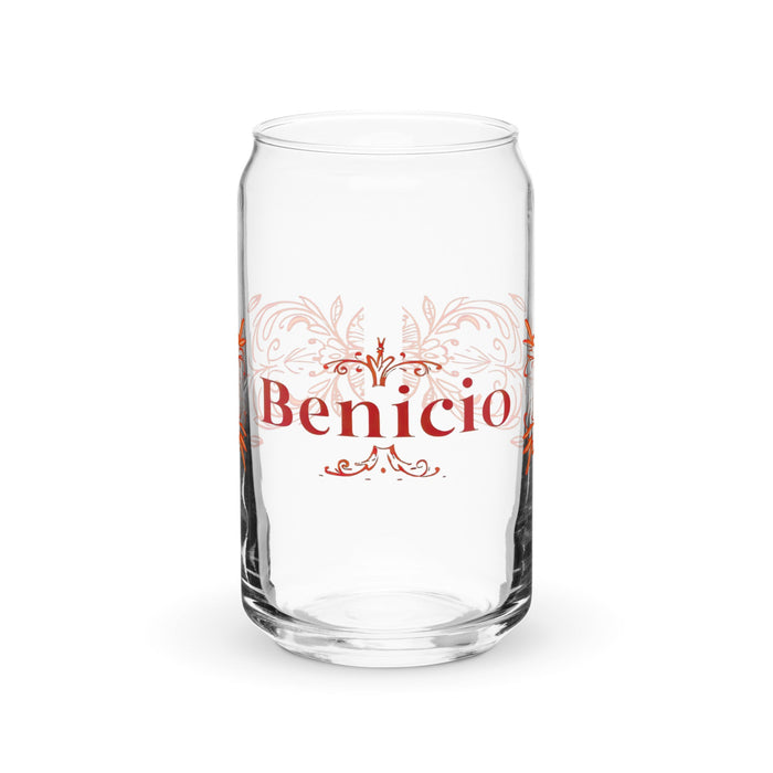 Benicio Exclusive Name Art Piece Can - Shaped Glass Home Office Work Mexican Spanish Pride Gift Cup One - Of - A - Kind Calligraphy Glass | B28 - Mexicada