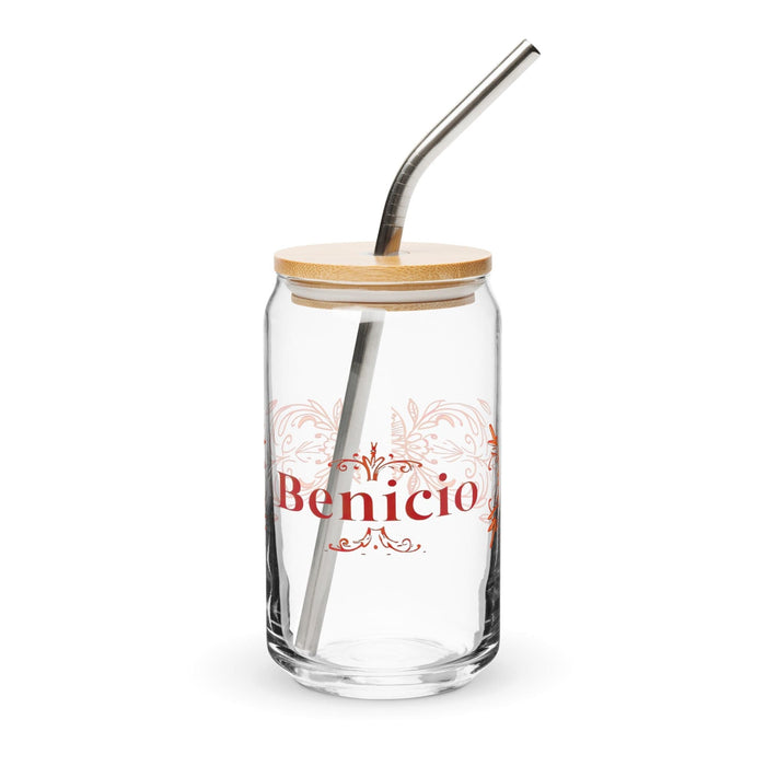 Benicio Exclusive Name Art Piece Can-Shaped Glass Home Office Work Mexican Spanish Pride Gift Cup One-Of-A-Kind Calligraphy Glass | B28 Mexicada 16 oz With Lid & Straw