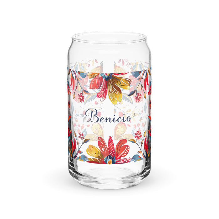 Benicio Exclusive Name Art Piece Can - Shaped Glass Home Office Work Mexican Spanish Pride Gift Cup One - Of - A - Kind Calligraphy Glass | B3 - Mexicada