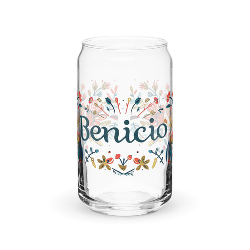 Benicio Exclusive Name Art Piece Can - Shaped Glass Home Office Work Mexican Spanish Pride Gift Cup One - Of - A - Kind Calligraphy Glass | B4 - Mexicada