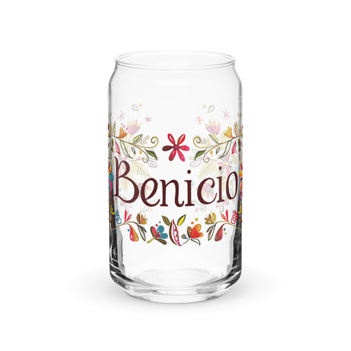 Benicio Exclusive Name Art Piece Can - Shaped Glass Home Office Work Mexican Spanish Pride Gift Cup One - Of - A - Kind Calligraphy Glass | B6 - Mexicada