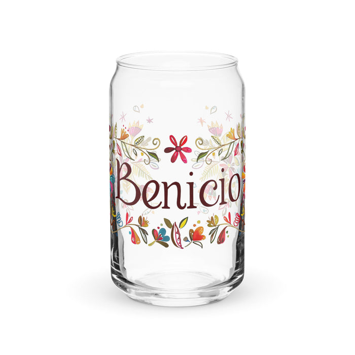 Benicio Exclusive Name Art Piece Can - Shaped Glass Home Office Work Mexican Spanish Pride Gift Cup One - Of - A - Kind Calligraphy Glass | B6 - Mexicada