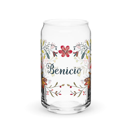 Benicio Exclusive Name Art Piece Can - Shaped Glass Home Office Work Mexican Spanish Pride Gift Cup One - Of - A - Kind Calligraphy Glass | B7 - Mexicada