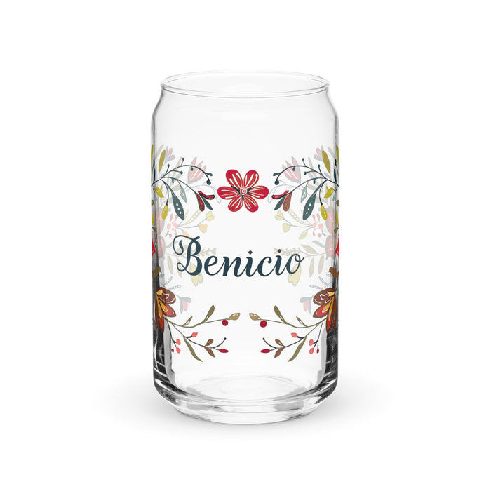 Benicio Exclusive Name Art Piece Can - Shaped Glass Home Office Work Mexican Spanish Pride Gift Cup One - Of - A - Kind Calligraphy Glass | B7 - Mexicada