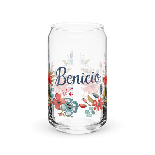 Benicio Exclusive Name Art Piece Can - Shaped Glass Home Office Work Mexican Spanish Pride Gift Cup One - Of - A - Kind Calligraphy Glass | B8 - Mexicada