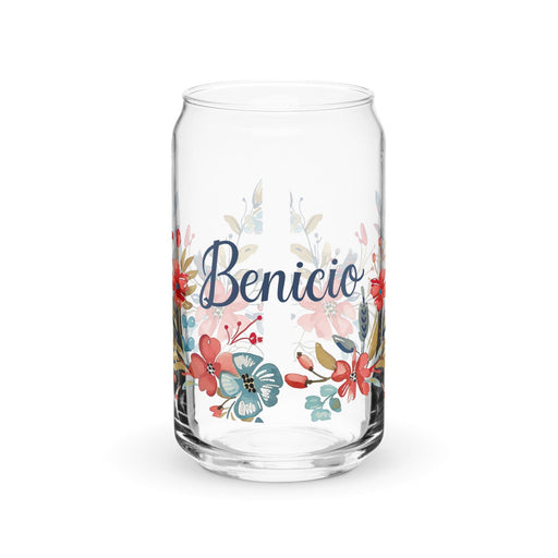 Benicio Exclusive Name Art Piece Can-Shaped Glass Home Office Work Mexican Spanish Pride Gift Cup One-Of-A-Kind Calligraphy Glass | B8 Mexicada 16 oz