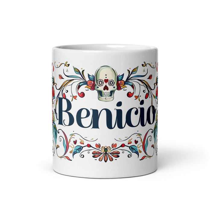 Benicio Exclusive Name Art Piece Home Office Work Coffee Mug Mexican Spanish Pride Gift Cup One-Of-A-Kind Calligraphy White Glossy Mug | B1 Mexicada