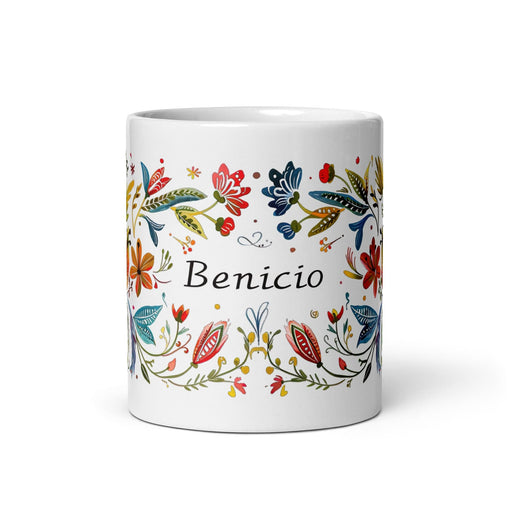 Benicio Exclusive Name Art Piece Home Office Work Coffee Mug Mexican Spanish Pride Gift Cup One-Of-A-Kind Calligraphy White Glossy Mug | B11 Mexicada