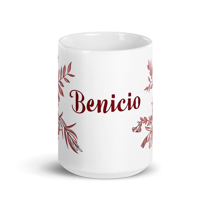 Benicio Exclusive Name Art Piece Home Office Work Coffee Mug Mexican Spanish Pride Gift Cup One-Of-A-Kind Calligraphy White Glossy Mug | B12 Mexicada