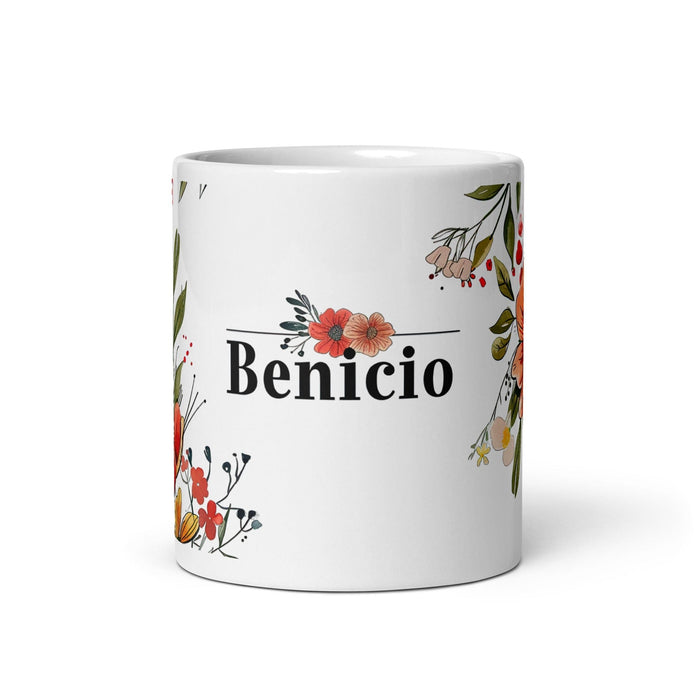 Benicio Exclusive Name Art Piece Home Office Work Coffee Mug Mexican Spanish Pride Gift Cup One-Of-A-Kind Calligraphy White Glossy Mug | B13 Mexicada