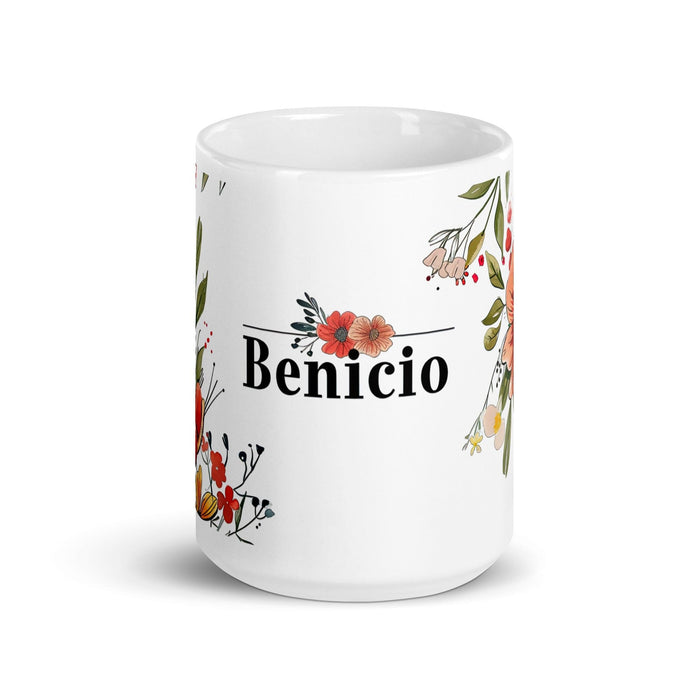 Benicio Exclusive Name Art Piece Home Office Work Coffee Mug Mexican Spanish Pride Gift Cup One-Of-A-Kind Calligraphy White Glossy Mug | B13 Mexicada