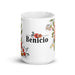 Benicio Exclusive Name Art Piece Home Office Work Coffee Mug Mexican Spanish Pride Gift Cup One-Of-A-Kind Calligraphy White Glossy Mug | B13 Mexicada