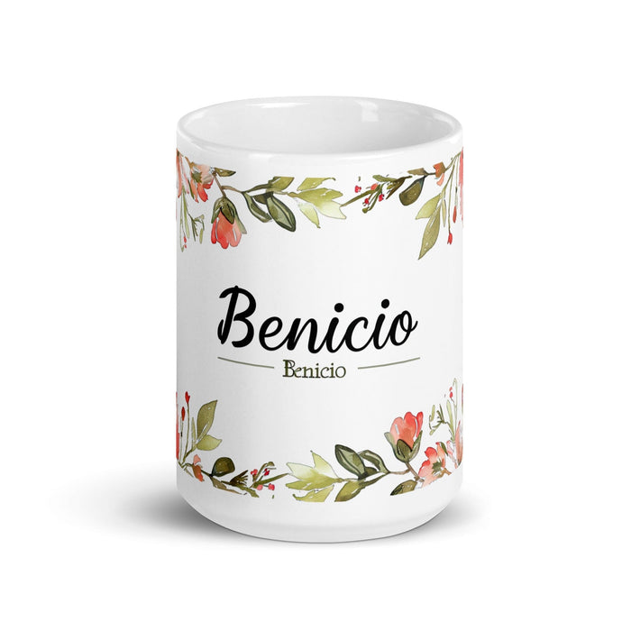 Benicio Exclusive Name Art Piece Home Office Work Coffee Mug Mexican Spanish Pride Gift Cup One-Of-A-Kind Calligraphy White Glossy Mug | B14 Mexicada