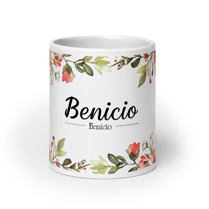 Benicio Exclusive Name Art Piece Home Office Work Coffee Mug Mexican Spanish Pride Gift Cup One-Of-A-Kind Calligraphy White Glossy Mug | B14 Mexicada