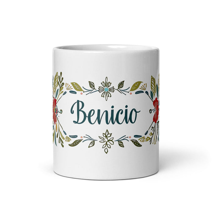 Benicio Exclusive Name Art Piece Home Office Work Coffee Mug Mexican Spanish Pride Gift Cup One-Of-A-Kind Calligraphy White Glossy Mug | B15 Mexicada