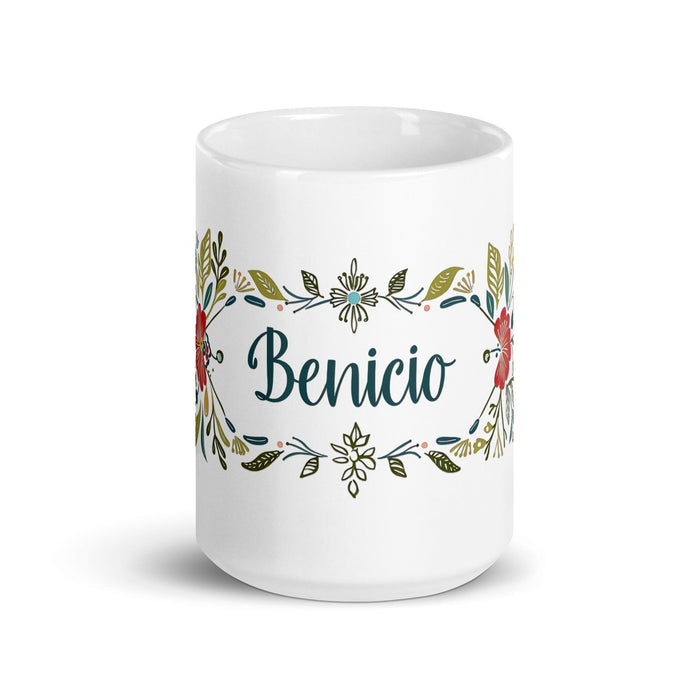 Benicio Exclusive Name Art Piece Home Office Work Coffee Mug Mexican Spanish Pride Gift Cup One-Of-A-Kind Calligraphy White Glossy Mug | B15 Mexicada