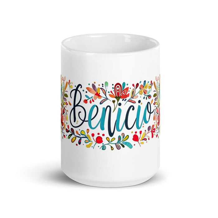 Benicio Exclusive Name Art Piece Home Office Work Coffee Mug Mexican Spanish Pride Gift Cup One-Of-A-Kind Calligraphy White Glossy Mug | B16 Mexicada