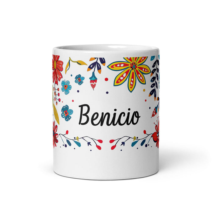 Benicio Exclusive Name Art Piece Home Office Work Coffee Mug Mexican Spanish Pride Gift Cup One-Of-A-Kind Calligraphy White Glossy Mug | B18 Mexicada