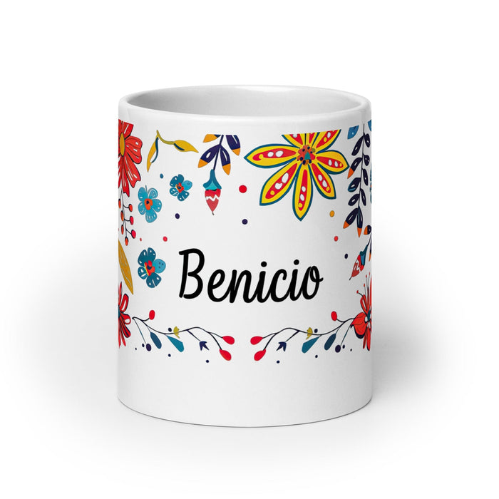 Benicio Exclusive Name Art Piece Home Office Work Coffee Mug Mexican Spanish Pride Gift Cup One-Of-A-Kind Calligraphy White Glossy Mug | B18 Mexicada