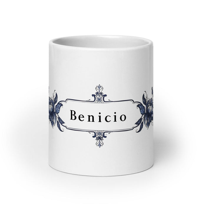 Benicio Exclusive Name Art Piece Home Office Work Coffee Mug Mexican Spanish Pride Gift Cup One-Of-A-Kind Calligraphy White Glossy Mug | B20 Mexicada