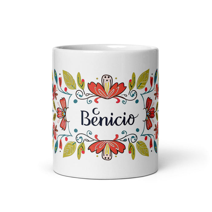 Benicio Exclusive Name Art Piece Home Office Work Coffee Mug Mexican Spanish Pride Gift Cup One-Of-A-Kind Calligraphy White Glossy Mug | B21 Mexicada