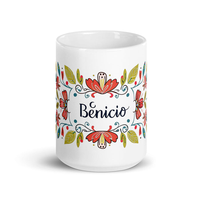 Benicio Exclusive Name Art Piece Home Office Work Coffee Mug Mexican Spanish Pride Gift Cup One-Of-A-Kind Calligraphy White Glossy Mug | B21 Mexicada