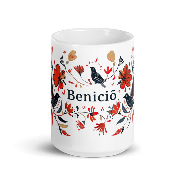 Benicio Exclusive Name Art Piece Home Office Work Coffee Mug Mexican Spanish Pride Gift Cup One-Of-A-Kind Calligraphy White Glossy Mug | B22 Mexicada