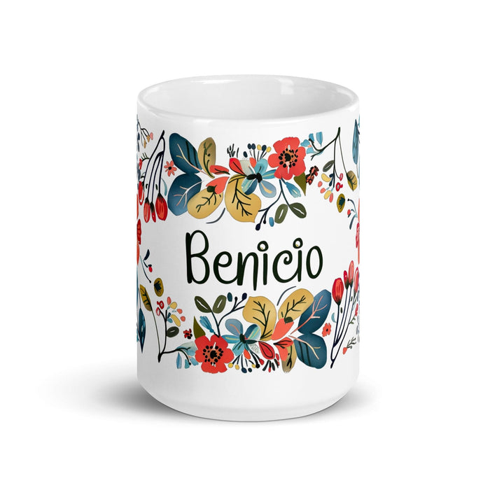 Benicio Exclusive Name Art Piece Home Office Work Coffee Mug Mexican Spanish Pride Gift Cup One-Of-A-Kind Calligraphy White Glossy Mug | B24 Mexicada