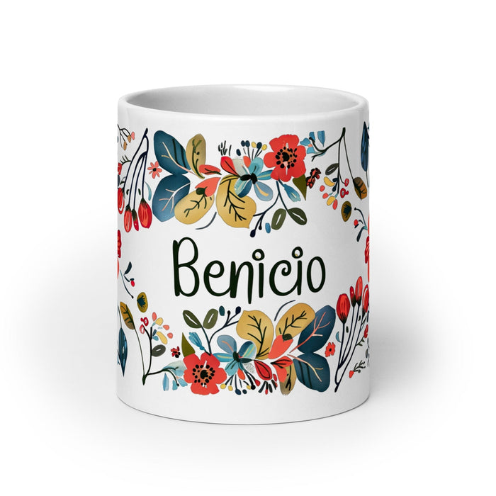 Benicio Exclusive Name Art Piece Home Office Work Coffee Mug Mexican Spanish Pride Gift Cup One-Of-A-Kind Calligraphy White Glossy Mug | B24 Mexicada