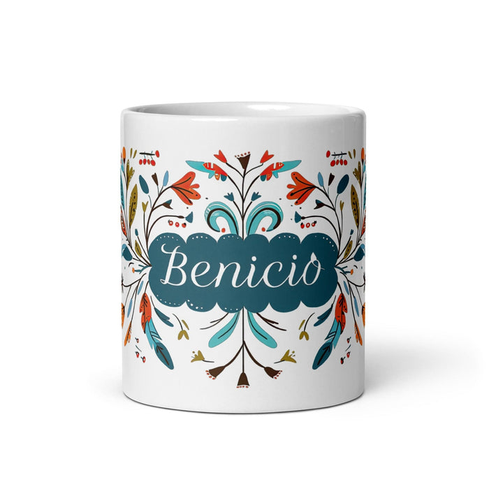 Benicio Exclusive Name Art Piece Home Office Work Coffee Mug Mexican Spanish Pride Gift Cup One-Of-A-Kind Calligraphy White Glossy Mug | B25 Mexicada